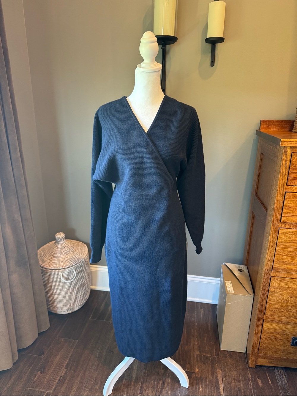 Banana Republic Navy Wrap-Style Midi Dress